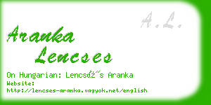 aranka lencses business card